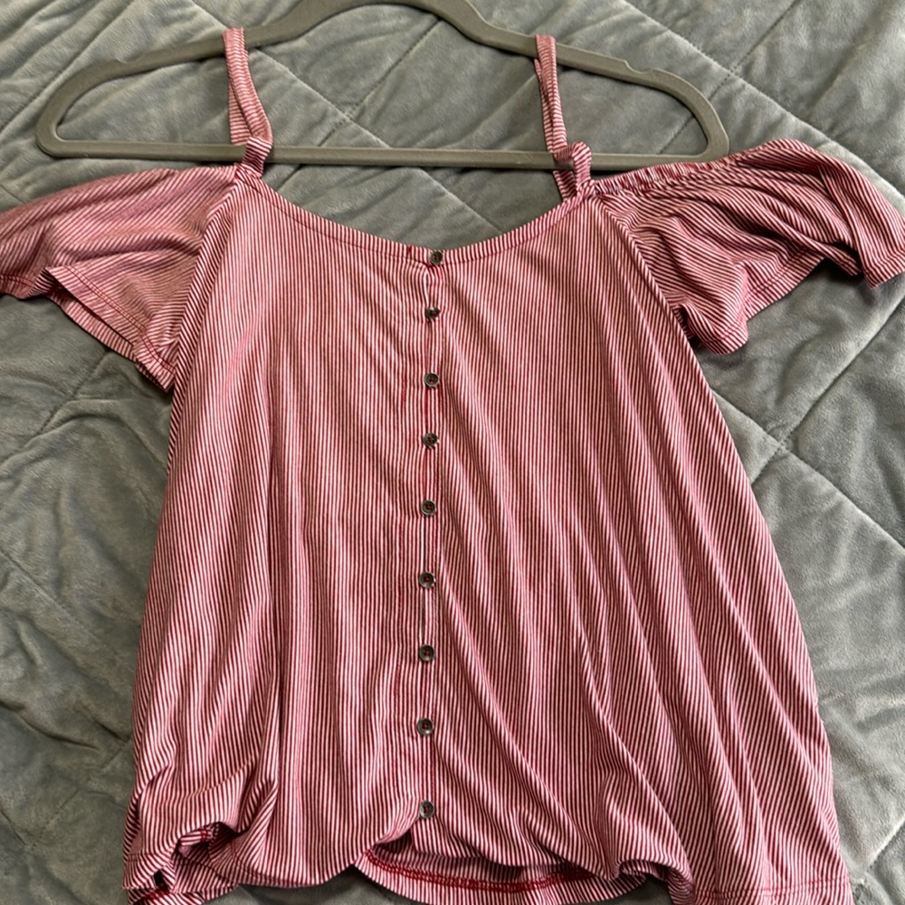 American Eagle Striped Red and White Tank